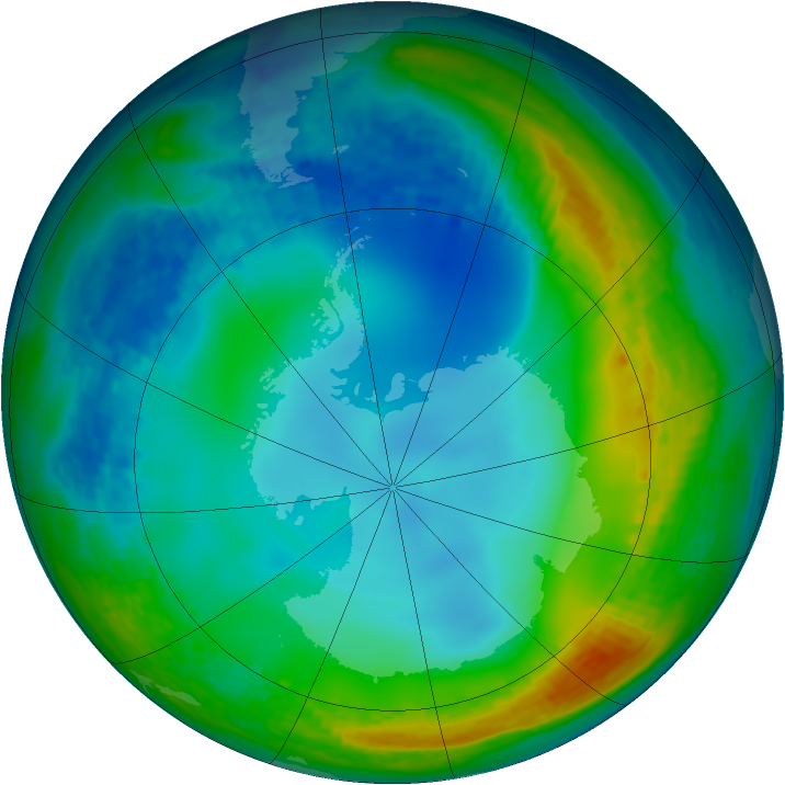 Antarctic ozone map for 24 June 2002